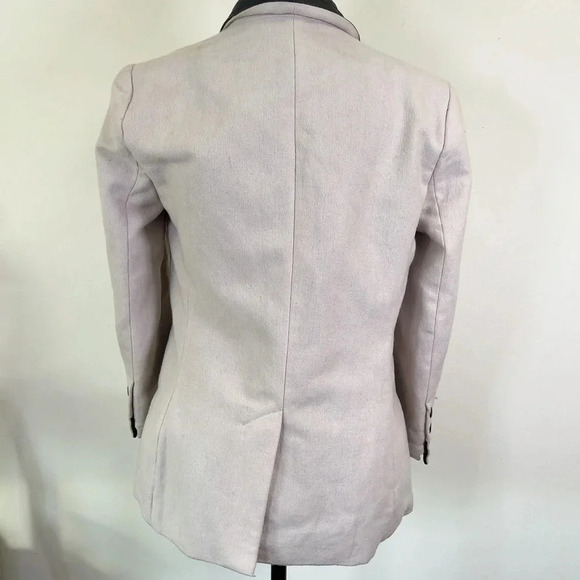 W118 WALTER BAKER | WOOL BLEND FAUX LEATHER TRIM SHAWL COLLAR BLAZER - Picture 3 of 15